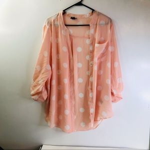 Simply Emma Polka Dot Button Down Blouse XL
